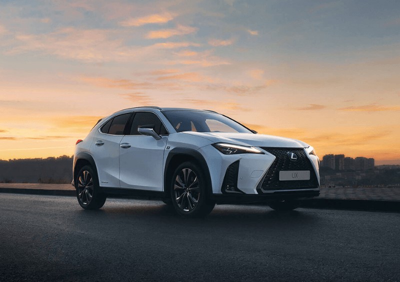 Lexus with sunset behind
