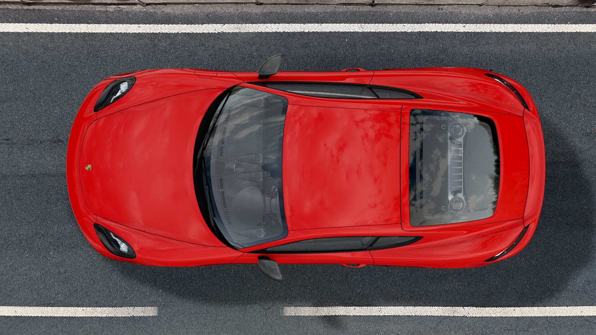 Porsche 718 Cayman T bird's-eye view