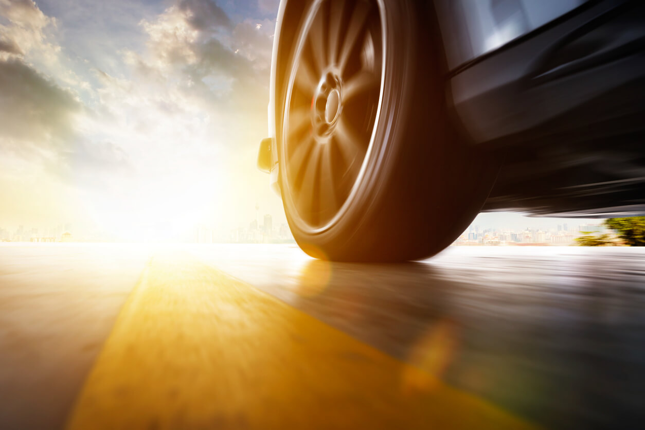 Close-up of tyre on road