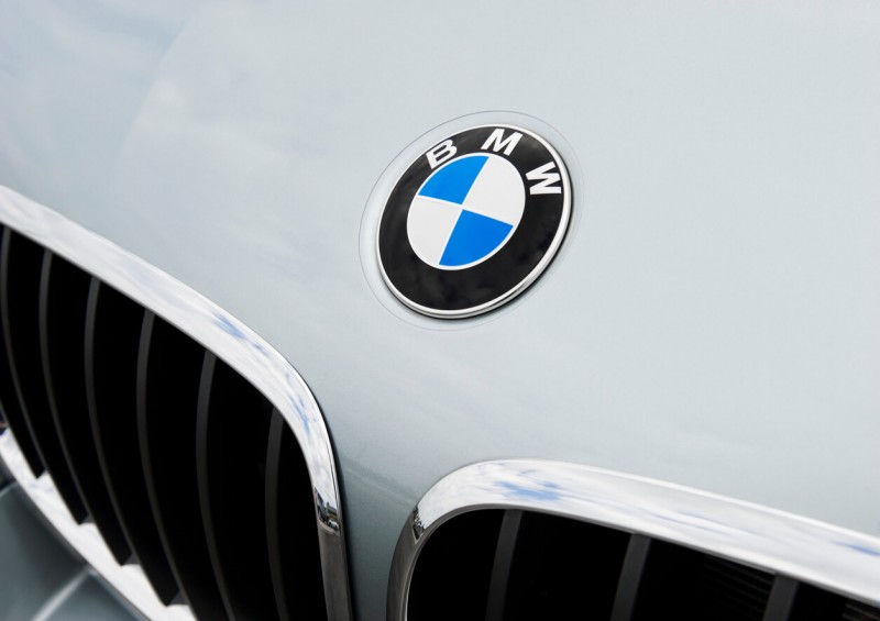 BMW logo on front of car