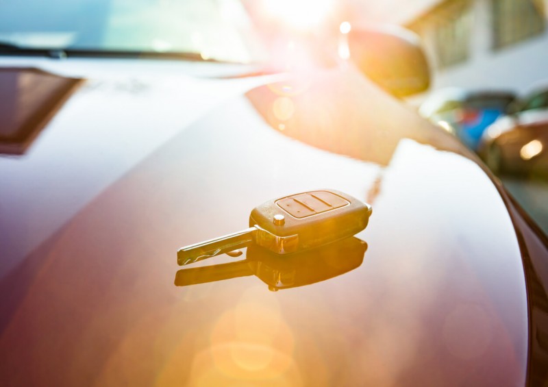 Car keys on brand new car Car keys on brand new car