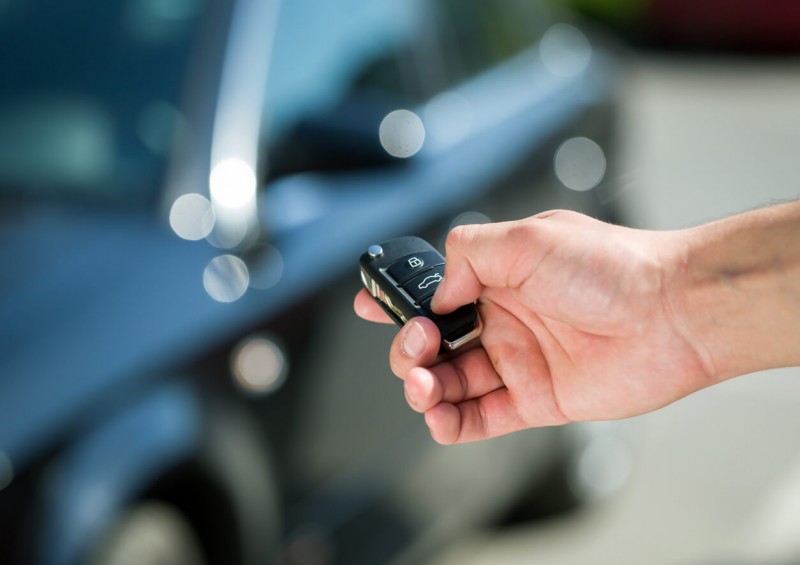 Man opening new car