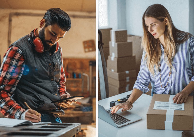 Self employed man and woman Self employed man and woman