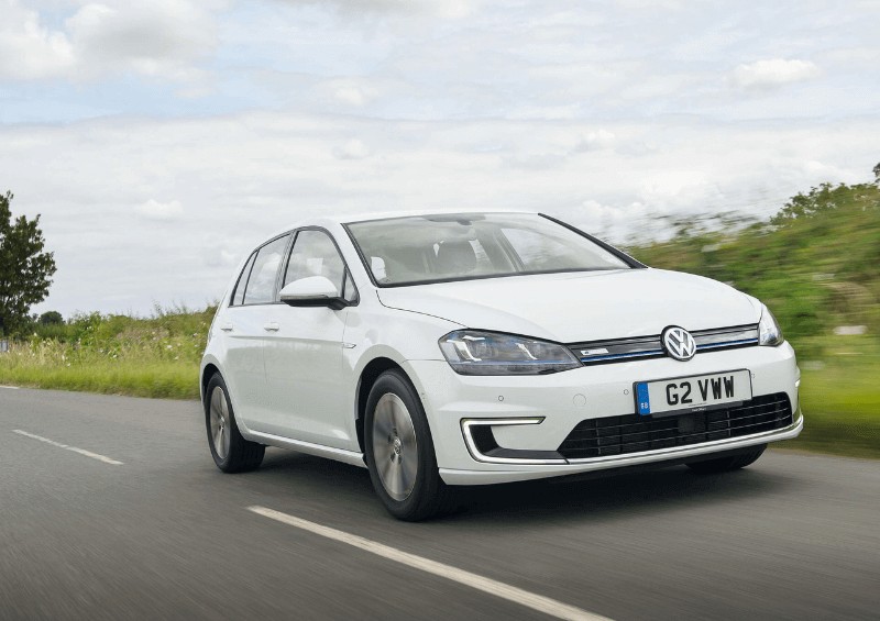Volkswagen E Golf on road Volkswagen E Golf on road