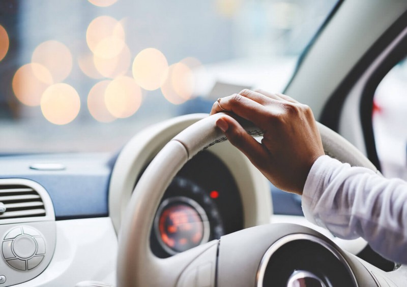 Woman driving a car